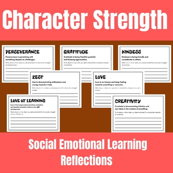 Preview of Character Strength Social Emotional Learning Reflections A4 (Landscape)