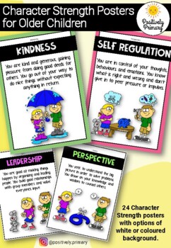 Preview of Character Strength Cards/Posters for Kids - Positive Education (Middle / Senior)