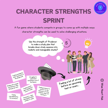 Preview of Character Strengths Sprint - Students compete to solve challenging situations