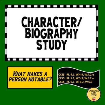 Preview of Biography Character Study and Essay