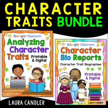 Preview of Analyzing Character Traits and Biography Writing Bundle (Digital & Printable)