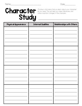Character Study Graphic Organizer by OliveGrowth | TPT