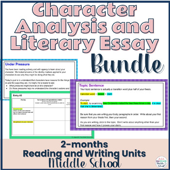Preview of Character Study Reading Unit and Essay Writing Bundle for Middle School