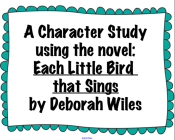 Preview of Character Study using "Each Little Bird that Sings" - Smart Notebook Slides