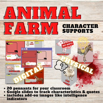 Preview of Character Supports | Animal Farm | Digital and Physical