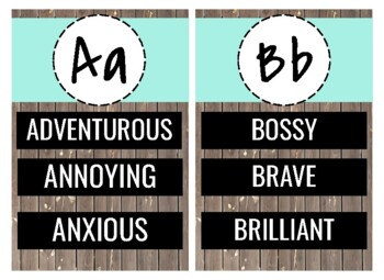 Preview of Character Trait Alphabet (editable)