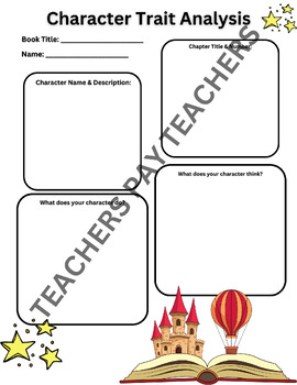Preview of Character Trait Analysis for Students - Young Learners, ESL, EFL