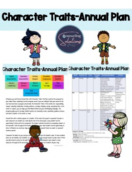 Preview of Freebie Character Trait Annual Plan