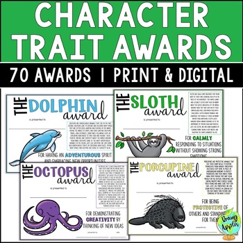 Preview of End of Year Awards Animals & Character Traits End of the Year Award Certificates