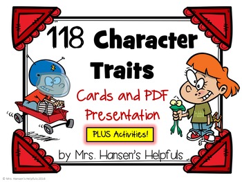 Preview of Character Trait Cards and PDF Presentation plus Activities