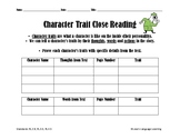 Character Trait Close Reading Graphic Organizer - Thoughts