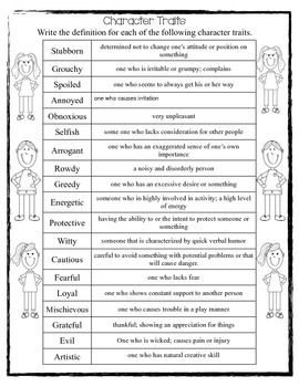 Character Trait Definition Matching Cards by Flipping for Fifth | TpT