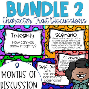 Preview of Character Trait Discussions and Restorative Circles Yearlong Bundle 2 Editable