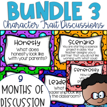 Preview of Character Trait Discussions and Restorative Circles Yearlong Bundle 3 Editable