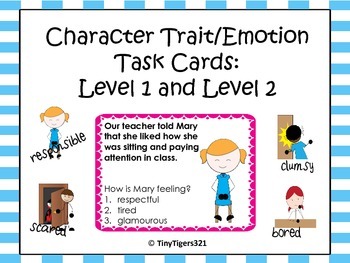 Preview of Character Trait Task Cards: Level 1 and Level 2