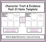 Character Trait & Evidence Post-It Note Template