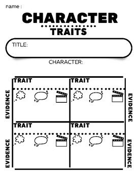 Character Trait Graphic Organizer by Brewer's Bunch | TPT