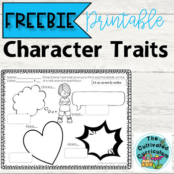 Character Trait Graphic Organizer Freebie by The Cultivated Curriculum