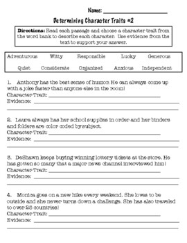 Determining Character Trait Passages #2 by Crazy About 5th | TPT