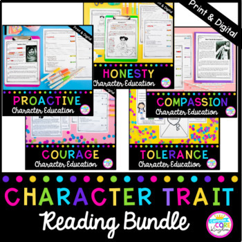 Preview of Character Trait Reading Comprehension Passages and Questions Bundle