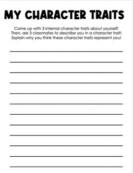 Character Trait Self-Portrait Worksheets by Teach With Meg | TPT