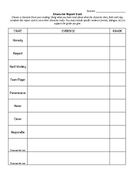 Character Trait Study by Crystal Pergram | TPT