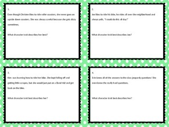 Preview of Character Trait cards (editable)