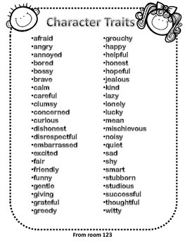 Character Trait chart by From room 123 | Teachers Pay Teachers