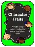 Character Trait chart