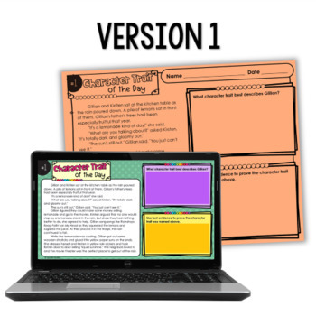 Character Trait of the Day - Reading Worksheets w/ Google Slides™ Digital