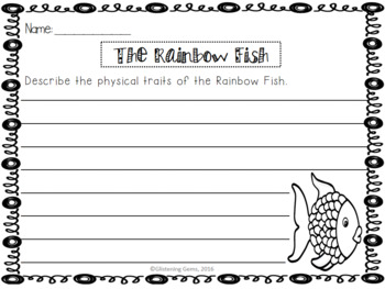 The Rainbow Fish Character Traits Writing Activities by Glistening Gems