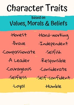 Character Traits by Miss Balaam Teaches | Teachers Pay Teachers