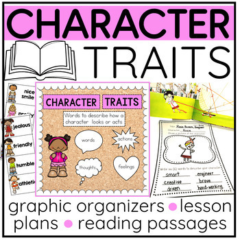 Preview of Characters Traits List Graphic Organizer Worksheet | Reading Comprehension