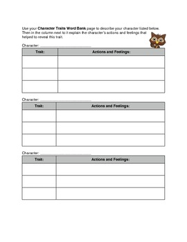 Character Traits Activity by Active Readers and Writers | TpT