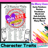 Character Traits Activity: Character Traits Word Search: V