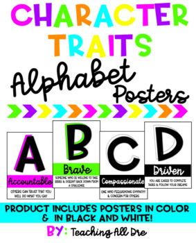 Preview of Character Traits Alphabet Posters