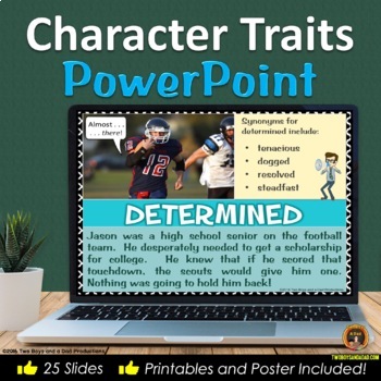 Preview of Character Traits Analysis POWERPOINT with Worksheets and Posters