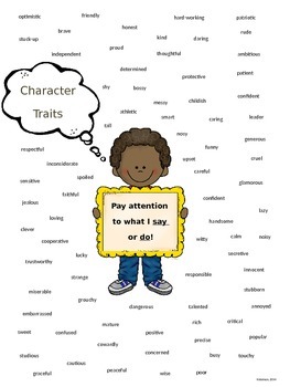 Preview of Character Traits Anchor Chart