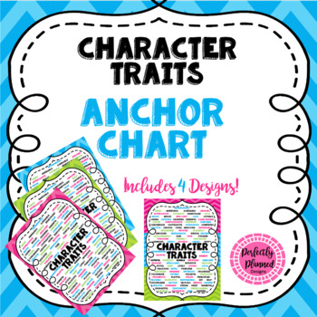 Preview of Character Traits Anchor Chart/Posters | Writing Center Resources | ELA Tools