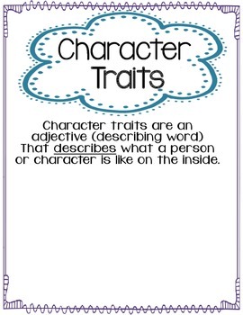 Character Traits Anchor Chart or Poster by Just A Primary Girl | TPT