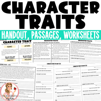 Character Traits | Anchor Charts, Reading Passages, and Answer Keys