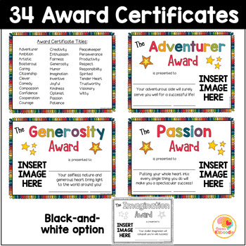 Character Traits Awards: Insert Digital Student Image by Kirsten's Kaboodle