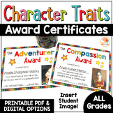 Editable End of Year Awards: Character Trait Awards Insert