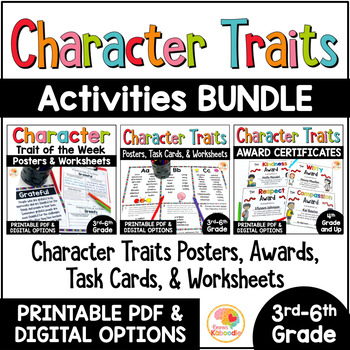 Preview of Character Traits Activities: Posters, List, Awards, Worksheets, and MORE!