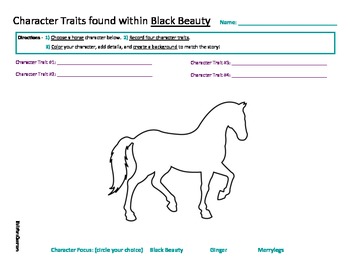 Preview of Character Traits - Black Beauty