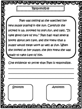 Character Traits: Practice Printables Bundle by Meaningful Teaching