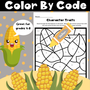 Preview of Character Traits Color By Number Fall / Seasonal