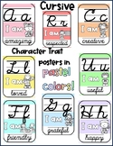 Character Traits Cursive Alphabet Pastel Posters