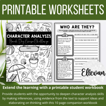 Character Traits Digital Escape Room + Character Analysis Worksheets ...
