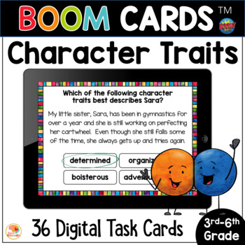 Preview of Character Traits BOOM CARDS Task Cards, List, Anchor Charts | Digital Resource